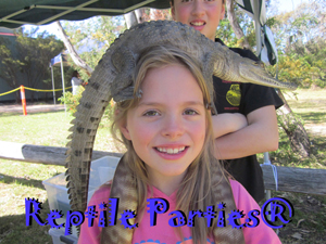 crocodile on girls head